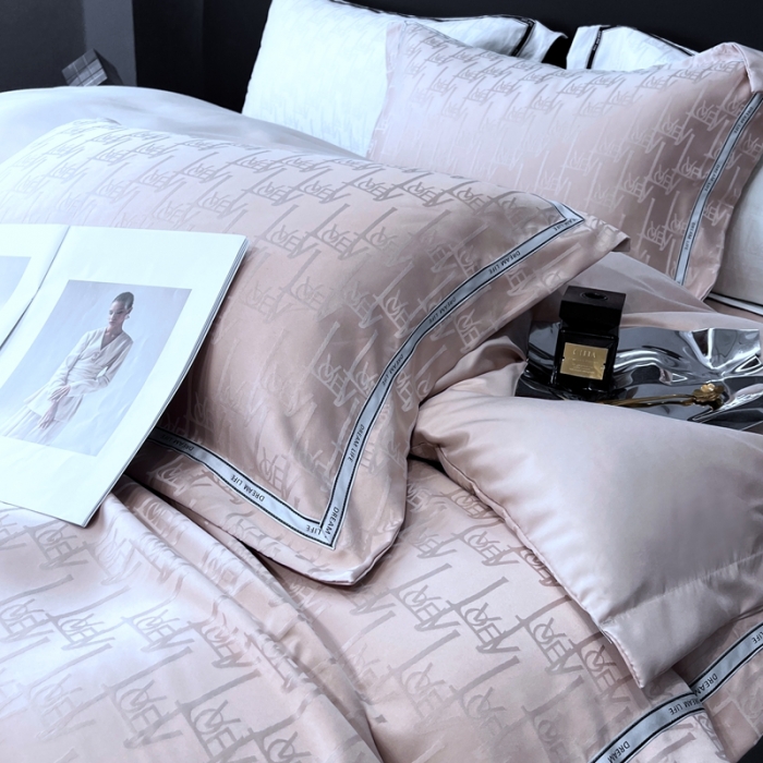 91家纺网 家纺一手货源 找家纺 优悦2023新款提花冰丝系列四件套 娜爱-香槟