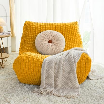 91家纺网 家纺一手货源 找家纺 丝绮鹿 2023新款爆米花懒人毛毛虫沙发全包沙发套四季通用款 姜黄