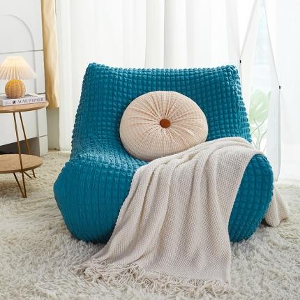 91家纺网 家纺一手货源 找家纺 丝绮鹿 2023新款爆米花懒人毛毛虫沙发全包沙发套四季通用款 湖蓝