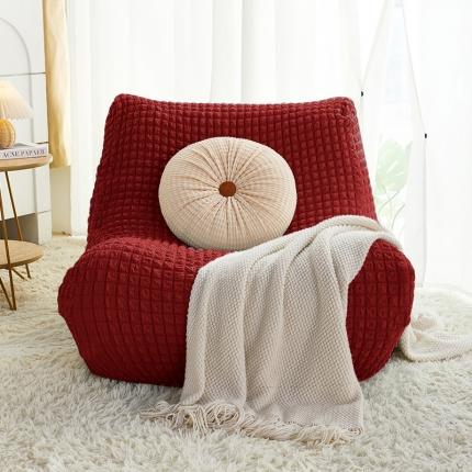 91家纺网 家纺一手货源 找家纺 丝绮鹿 2023新款爆米花懒人毛毛虫沙发全包沙发套四季通用款 酒红