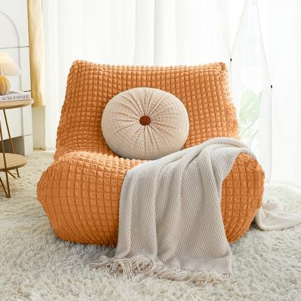 91家纺网 家纺一手货源 找家纺 丝绮鹿 2023新款爆米花懒人毛毛虫沙发全包沙发套四季通用款 蜜橙