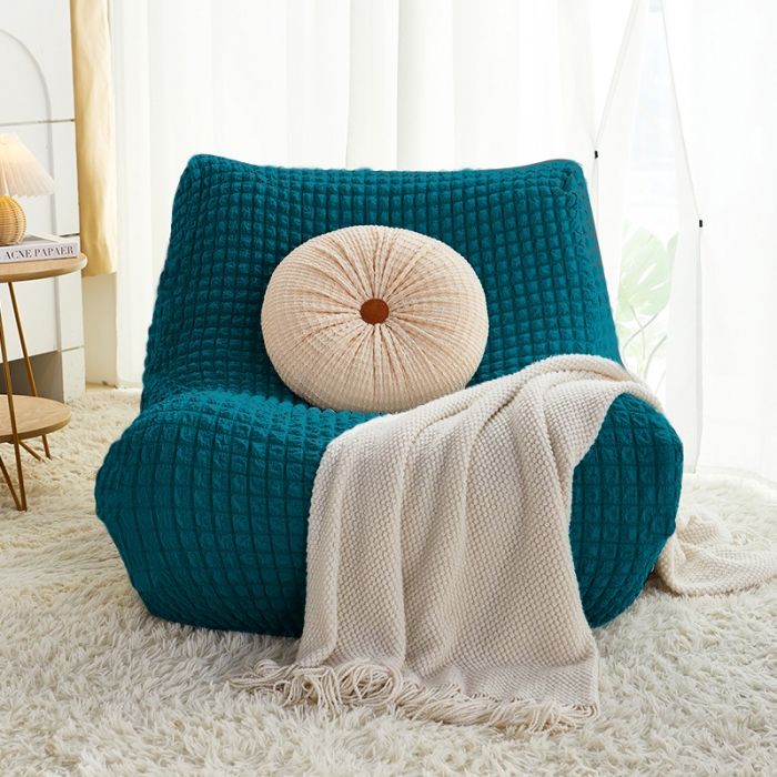 91家纺网 家纺一手货源 找家纺 丝绮鹿 2023新款爆米花懒人毛毛虫沙发全包沙发套四季通用款 黛蓝