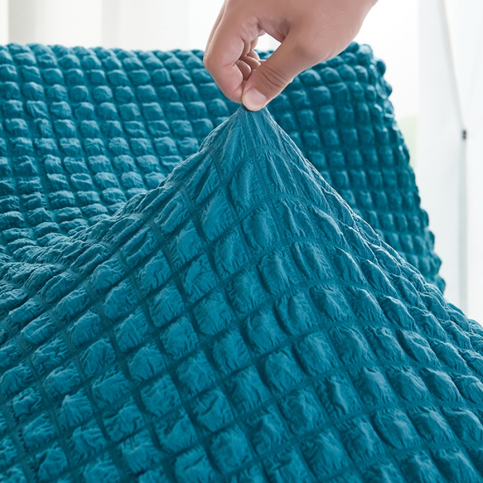 91家纺网 家纺一手货源 找家纺 丝绮鹿 2023新款爆米花懒人毛毛虫沙发全包沙发套四季通用款 湖蓝