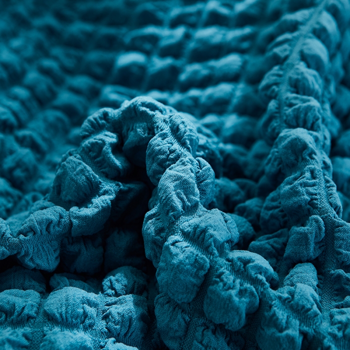 91家纺网 家纺一手货源 找家纺 丝绮鹿 2023新款爆米花懒人毛毛虫沙发全包沙发套四季通用款 湖蓝