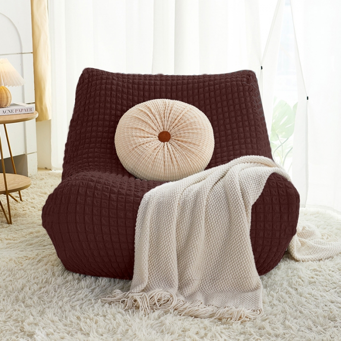 91家纺网 家纺一手货源 找家纺 丝绮鹿 2023新款爆米花懒人毛毛虫沙发全包沙发套四季通用款 咖啡