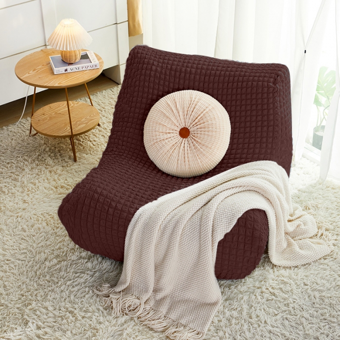 91家纺网 家纺一手货源 找家纺 丝绮鹿 2023新款爆米花懒人毛毛虫沙发全包沙发套四季通用款 咖啡