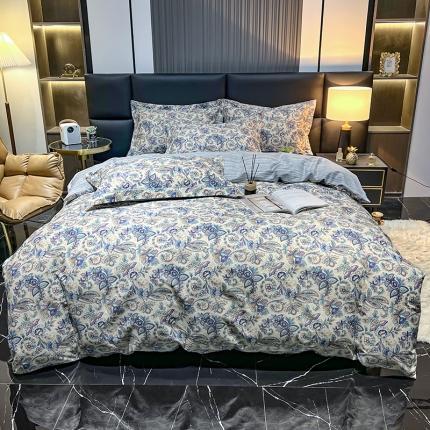 91家纺网 家纺一手货源 找家纺 （总）富之航  2023新款13372全棉四件套纯棉复古花园小清新