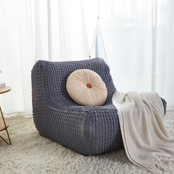 91家纺网 家纺一手货源 找家纺 丝绮鹿 2023新款爆米花懒人毛毛虫沙发全包沙发套四季通用款 碳灰