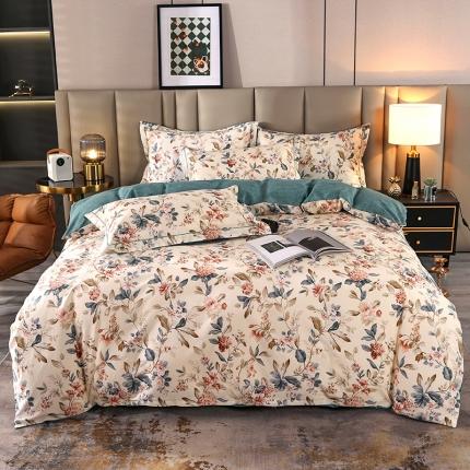 91家纺网 家纺一手货源 找家纺 （总）富之航  2023新款13372全棉四件套纯棉复古花园小清新