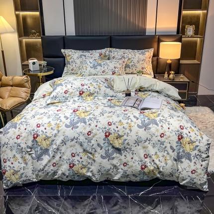 91家纺网 家纺一手货源 找家纺 （总）富之航  2023新款13372全棉四件套纯棉复古花园小清新