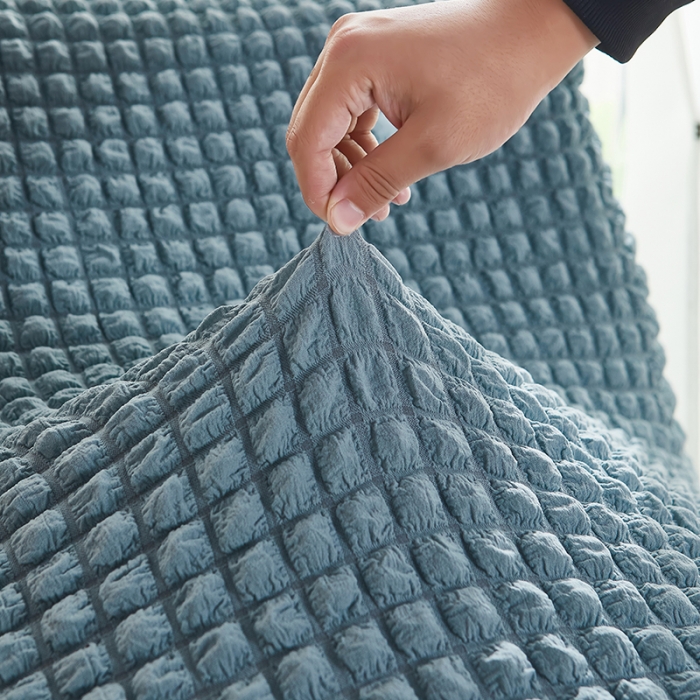 91家纺网 家纺一手货源 找家纺 丝绮鹿 2023新款爆米花懒人毛毛虫沙发全包沙发套四季通用款 雾霾蓝