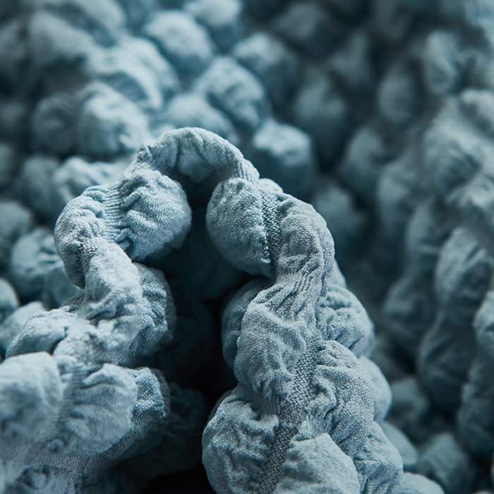 91家纺网 家纺一手货源 找家纺 丝绮鹿 2023新款爆米花懒人毛毛虫沙发全包沙发套四季通用款 雾霾蓝