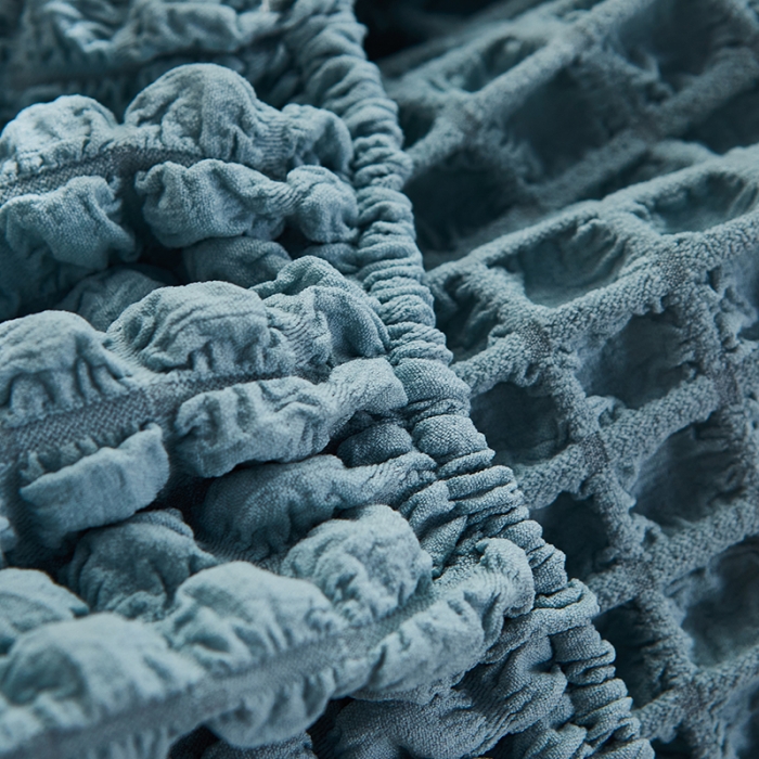 91家纺网 家纺一手货源 找家纺 丝绮鹿 2023新款爆米花懒人毛毛虫沙发全包沙发套四季通用款 雾霾蓝