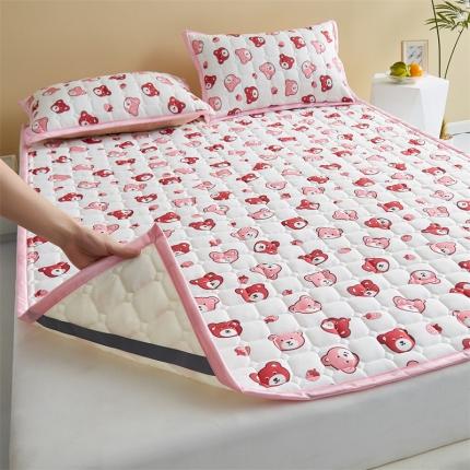 顺益 2023A类针织棉玉米纤维床垫床褥子床护垫 草莓熊红