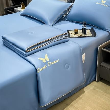 91家纺网 家纺一手货源 找家纺 （总）佰亿莱 2024新款水洗天丝刺绣夏被及夏被四件套