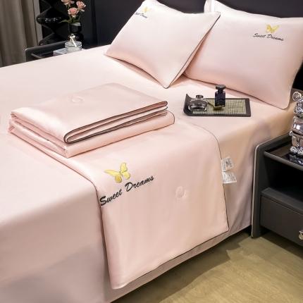 91家纺网 家纺一手货源 找家纺 （总）佰亿莱 2024新款水洗天丝刺绣夏被及夏被四件套