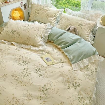 91家纺网 家纺一手货源 找家纺 （总）瑞莱 2024韩版花边13372全棉印花四件套