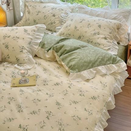 91家纺网 家纺一手货源 找家纺 （总）瑞莱 2024韩版花边13372全棉印花四件套