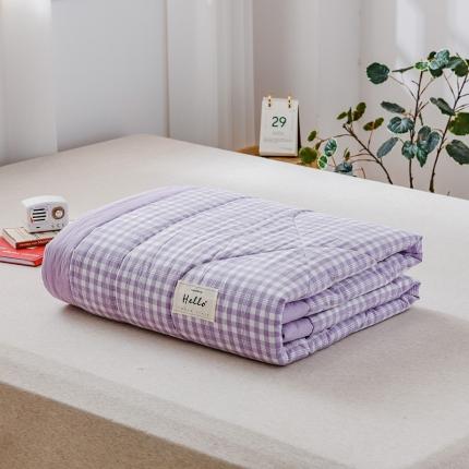 91家纺网 家纺一手货源 找家纺 恋人优选 2023新款A类全棉色织水洗棉夏被 彩虹紫小格