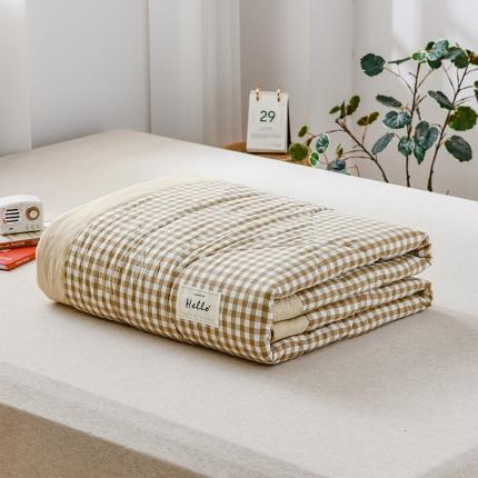 91家纺网 家纺一手货源 找家纺 恋人优选 2023新款A类全棉色织水洗棉夏被 米小格