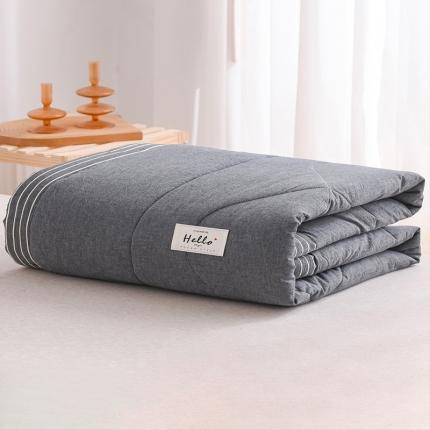 91家纺网 家纺一手货源 找家纺 恋人优选 2023新款A类全棉色织水洗棉夏被 深灰