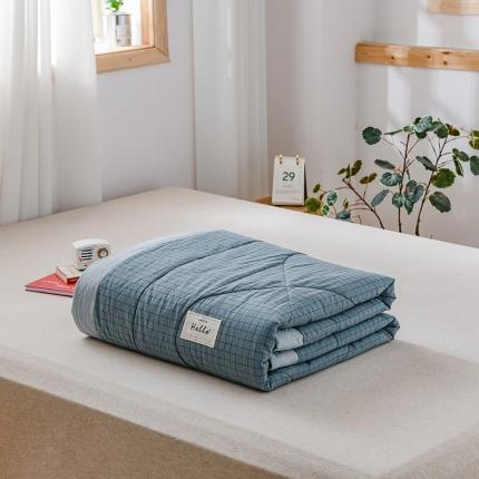 91家纺网 家纺一手货源 找家纺 恋人优选 2023新款A类全棉色织水洗棉夏被 小蓝格