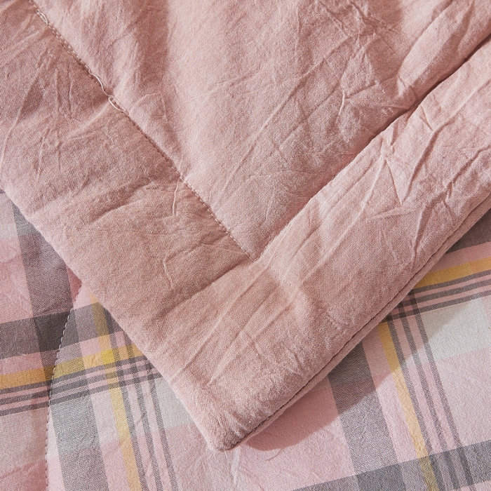 91家纺网 家纺一手货源 找家纺 恋人优选 2023新款A类全棉色织水洗棉夏被 莫妮粉