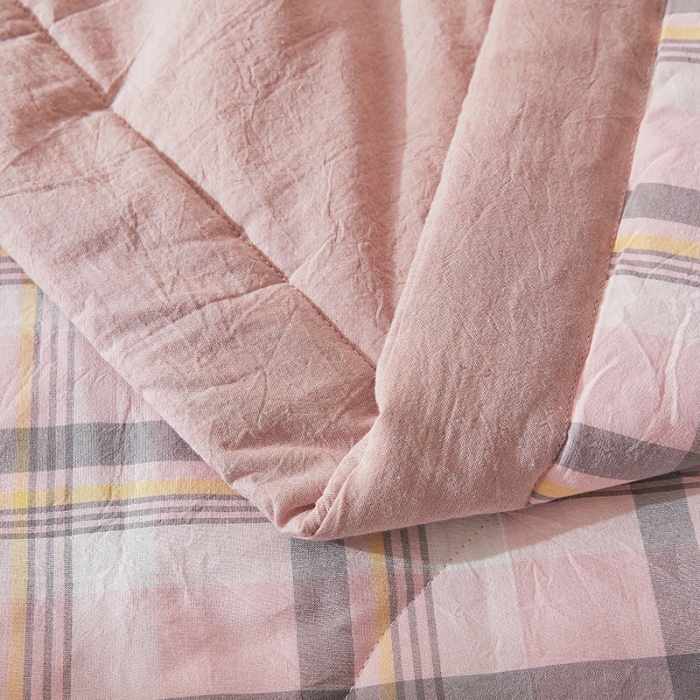 91家纺网 家纺一手货源 找家纺 恋人优选 2023新款A类全棉色织水洗棉夏被 莫妮粉