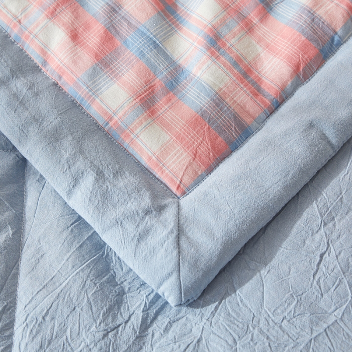 91家纺网 家纺一手货源 找家纺 恋人优选 2023新款A类全棉色织水洗棉夏被 星空桔