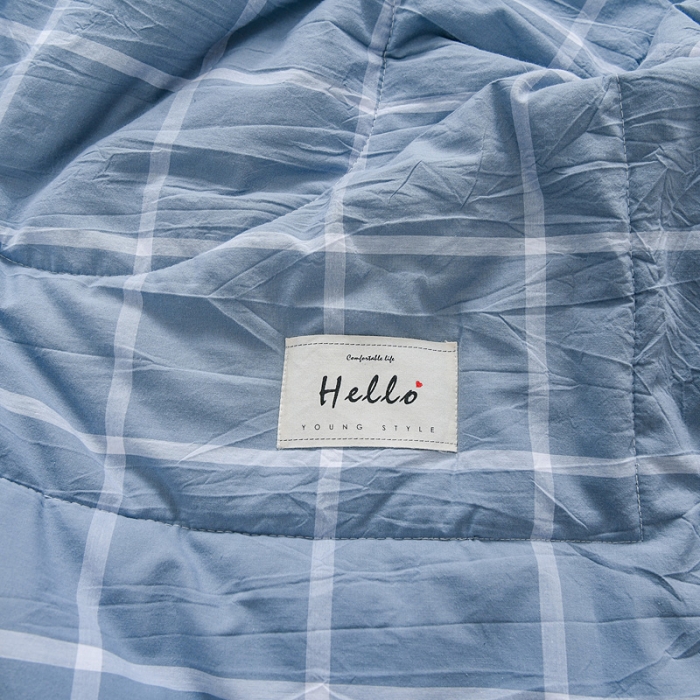 91家纺网 家纺一手货源 找家纺 恋人优选 2023新款A类全棉色织水洗棉夏被 海蓝格