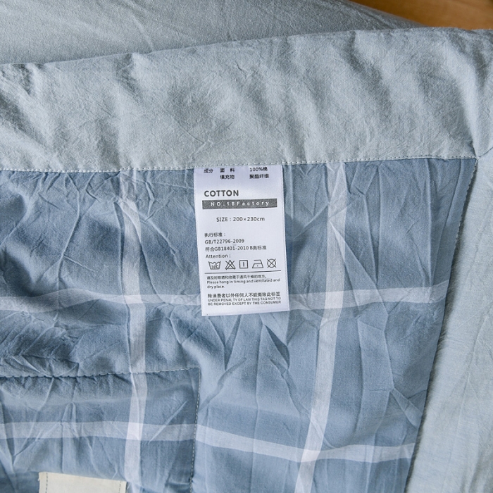 91家纺网 家纺一手货源 找家纺 恋人优选 2023新款A类全棉色织水洗棉夏被 海蓝格