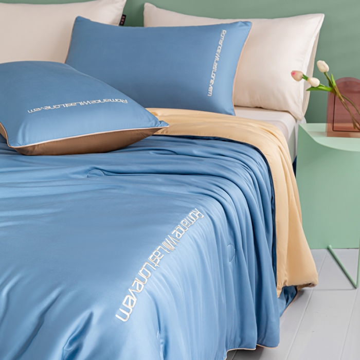 91家纺网 家纺一手货源 找家纺 （总）子由家居 2023新款水洗真丝轻奢绣花夏被四件套