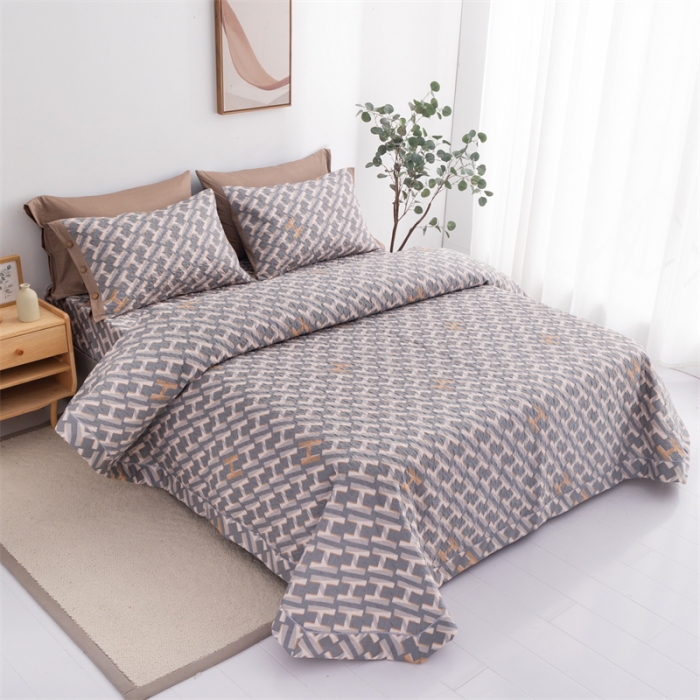 91家纺网 家纺一手货源 找家纺 优乐家纺  2023新款全棉印花绗绣系列2 豪斯-灰