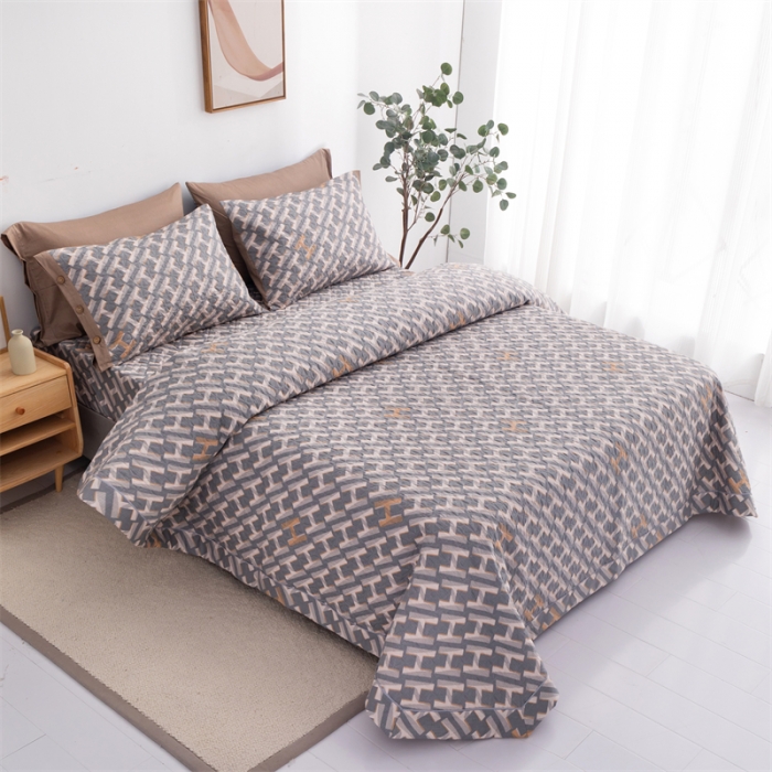 91家纺网 家纺一手货源 找家纺 优乐家纺  2023新款全棉印花绗绣系列2 豪斯-灰