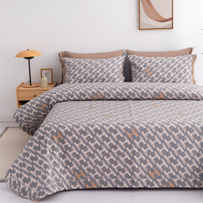 91家纺网 家纺一手货源 找家纺 优乐家纺  2023新款全棉印花绗绣系列2 豪斯-灰