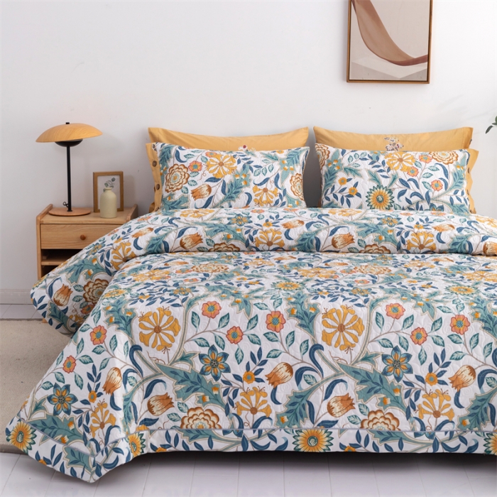 91家纺网 家纺一手货源 找家纺 优乐家纺  2023新款全棉印花绗绣系列2 秋季物语