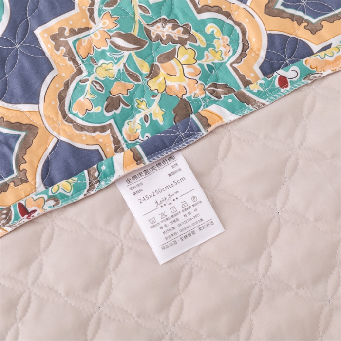 91家纺网 家纺一手货源 找家纺 优乐家纺  2023新款全棉印花绗绣系列2 时光印记-蓝