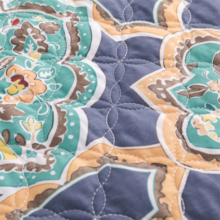 91家纺网 家纺一手货源 找家纺 优乐家纺  2023新款全棉印花绗绣系列2 时光印记-蓝