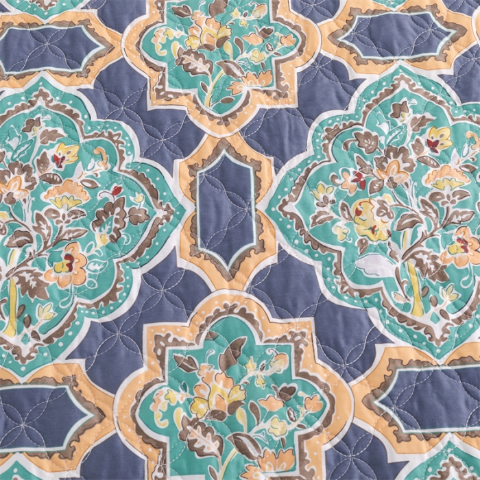 91家纺网 家纺一手货源 找家纺 优乐家纺  2023新款全棉印花绗绣系列2 时光印记-蓝