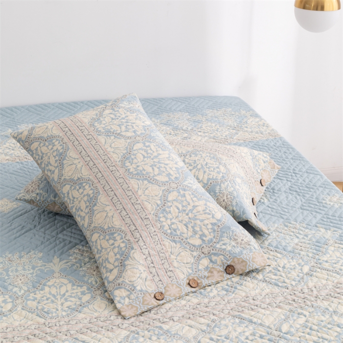 91家纺网 家纺一手货源 找家纺 优乐家纺 2023新款全棉印花绗绣系列2 单枕套 爱西西里