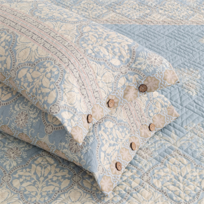 91家纺网 家纺一手货源 找家纺 优乐家纺 2023新款全棉印花绗绣系列2 单枕套 爱西西里