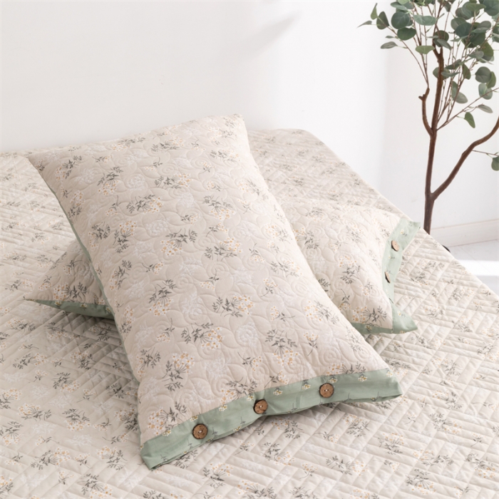 91家纺网 家纺一手货源 找家纺 优乐家纺 2023新款全棉印花绗绣系列2 单枕套 妃子笑