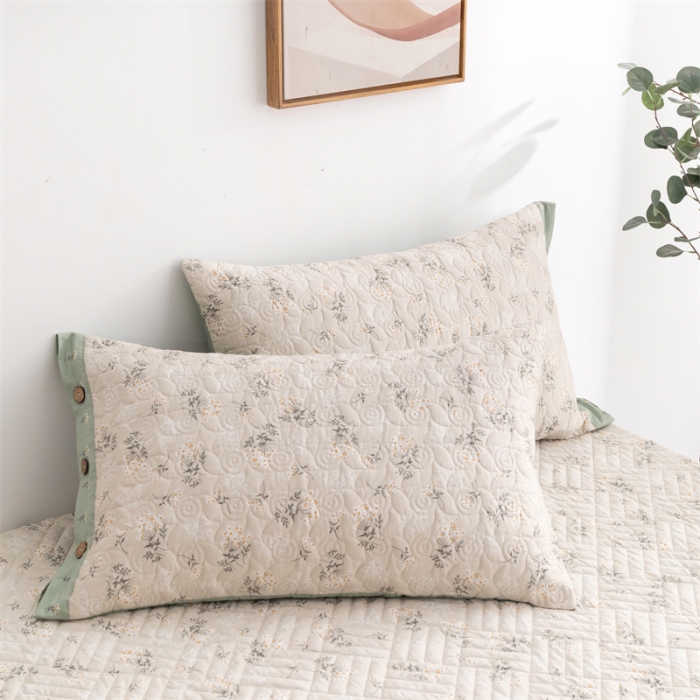 91家纺网 家纺一手货源 找家纺 优乐家纺 2023新款全棉印花绗绣系列2 单枕套 妃子笑
