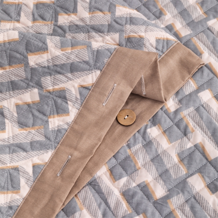 91家纺网 家纺一手货源 找家纺 优乐家纺 2023新款全棉印花绗绣系列2 单枕套 豪斯-灰