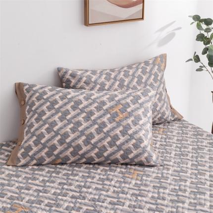 优乐家纺 2023新款全棉印花绗绣系列2 单枕套 豪斯-灰