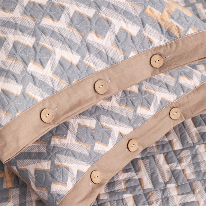 91家纺网 家纺一手货源 找家纺 优乐家纺 2023新款全棉印花绗绣系列2 单枕套 豪斯-灰