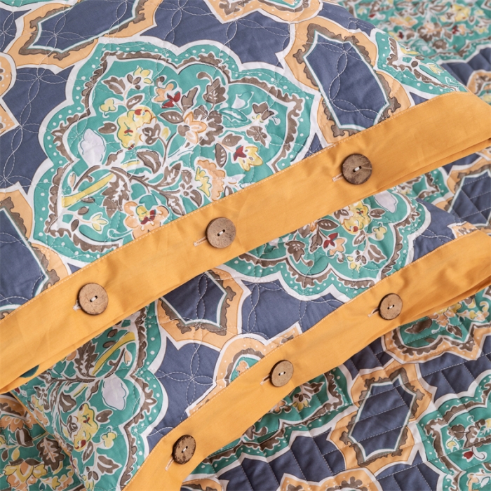 91家纺网 家纺一手货源 找家纺 优乐家纺 2023新款全棉印花绗绣系列2 单枕套 时光印记-蓝