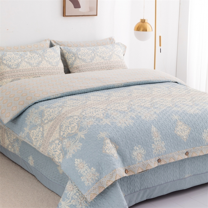 91家纺网 家纺一手货源 找家纺 优乐家纺 2023新款全棉印花绗绣2 四件套 爱西西里