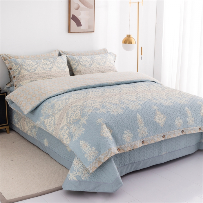 91家纺网 家纺一手货源 找家纺 优乐家纺 2023新款全棉印花绗绣2 四件套 爱西西里