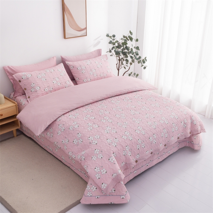 91家纺网 家纺一手货源 找家纺 优乐家纺 2023新款全棉印花绗绣2 四件套 纯净